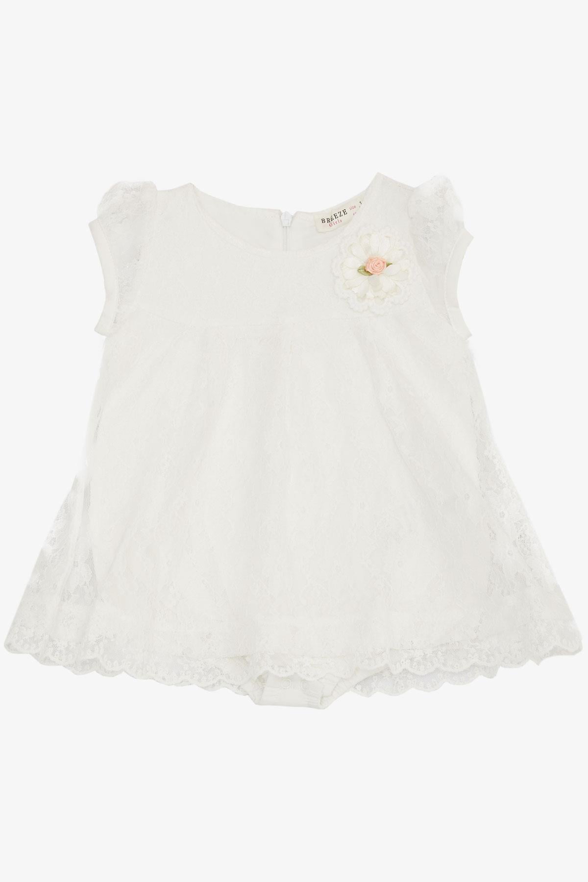 Breeze Kız Bebek Zıbın Elbise Çiçek Detaylı Dantelli (6 Ay-2 Yaş)