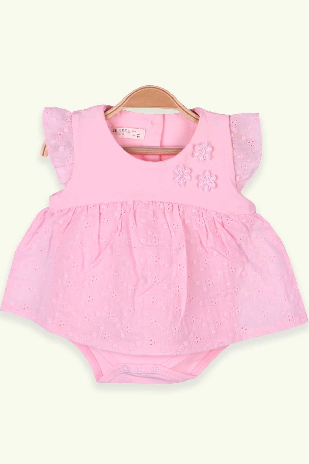 Breeze Kız Bebek Zıbın Elbise Çiçekli Pudra (6 Ay-2 Yaş)