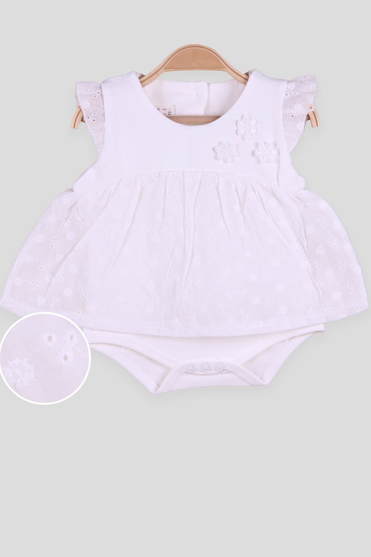 Breeze Kız Bebek Zıbın Elbise Dantelli Ekru (4 Ay-1.5 Yaş)