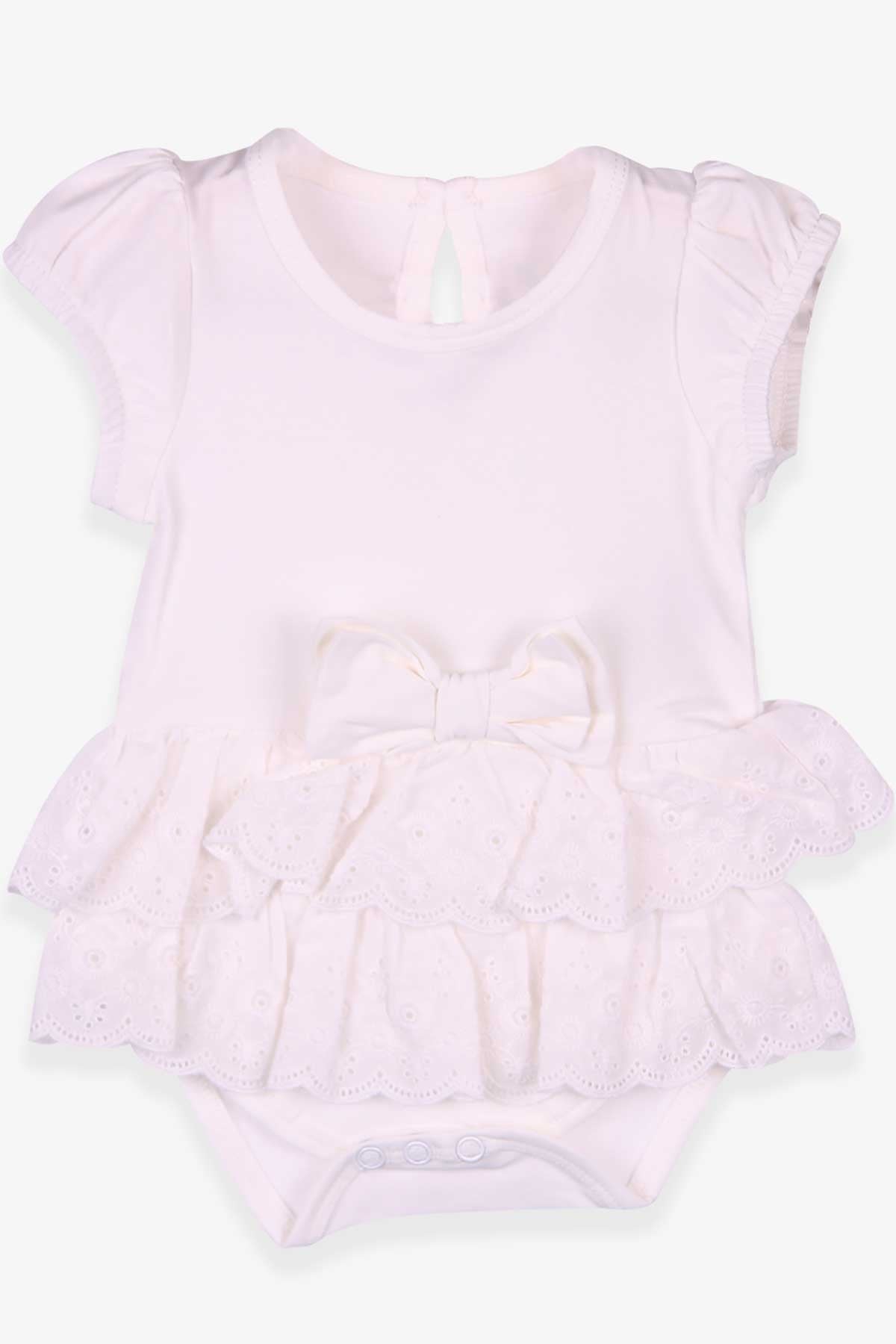 Breeze Kız Bebek Zıbın Elbise Fiyonklu Ekru (6 Ay)