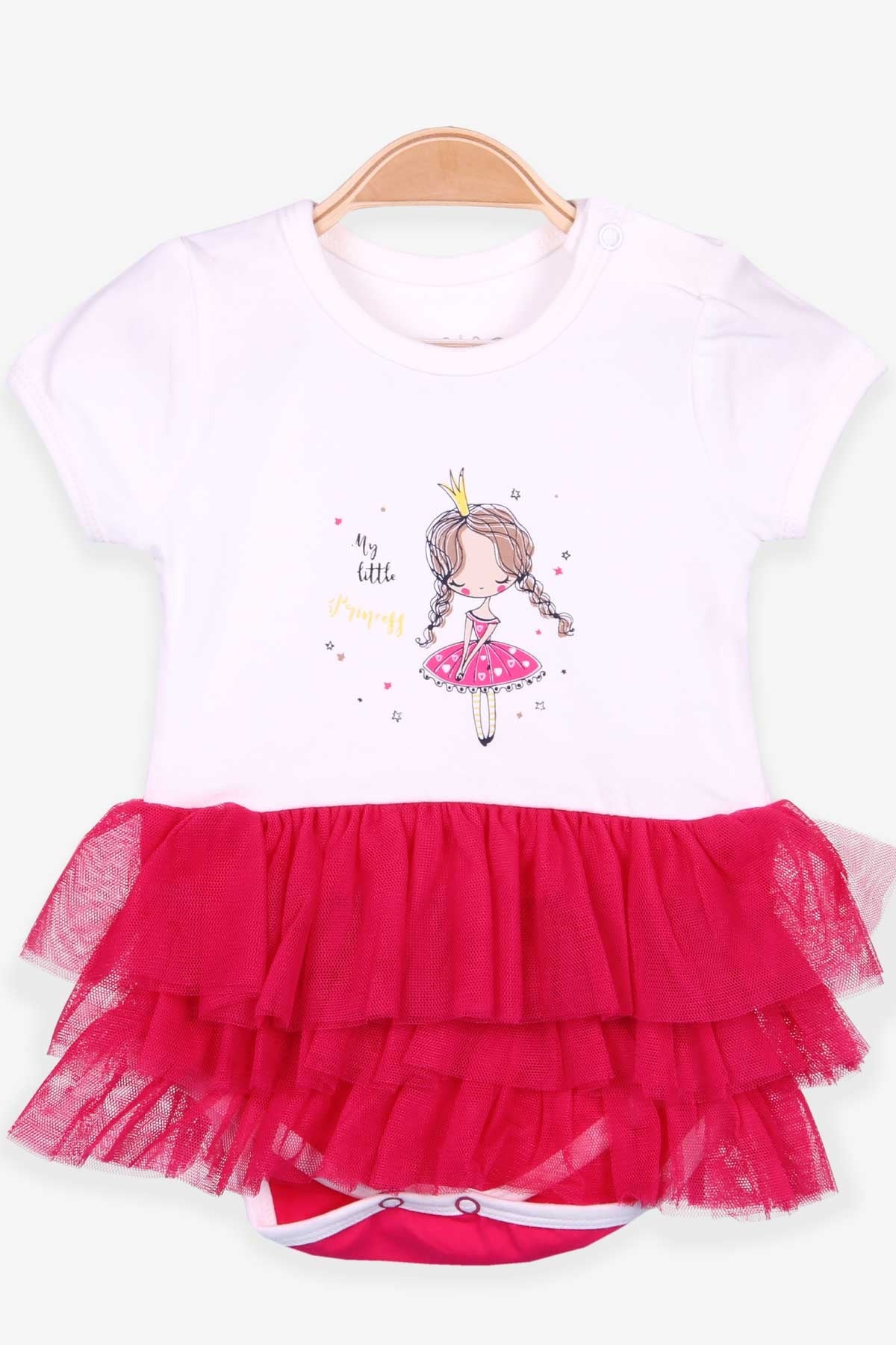 Breeze Kız Bebek Zıbın Elbise Prenses Baskılı Ekru (6 Ay-2 Yaş)