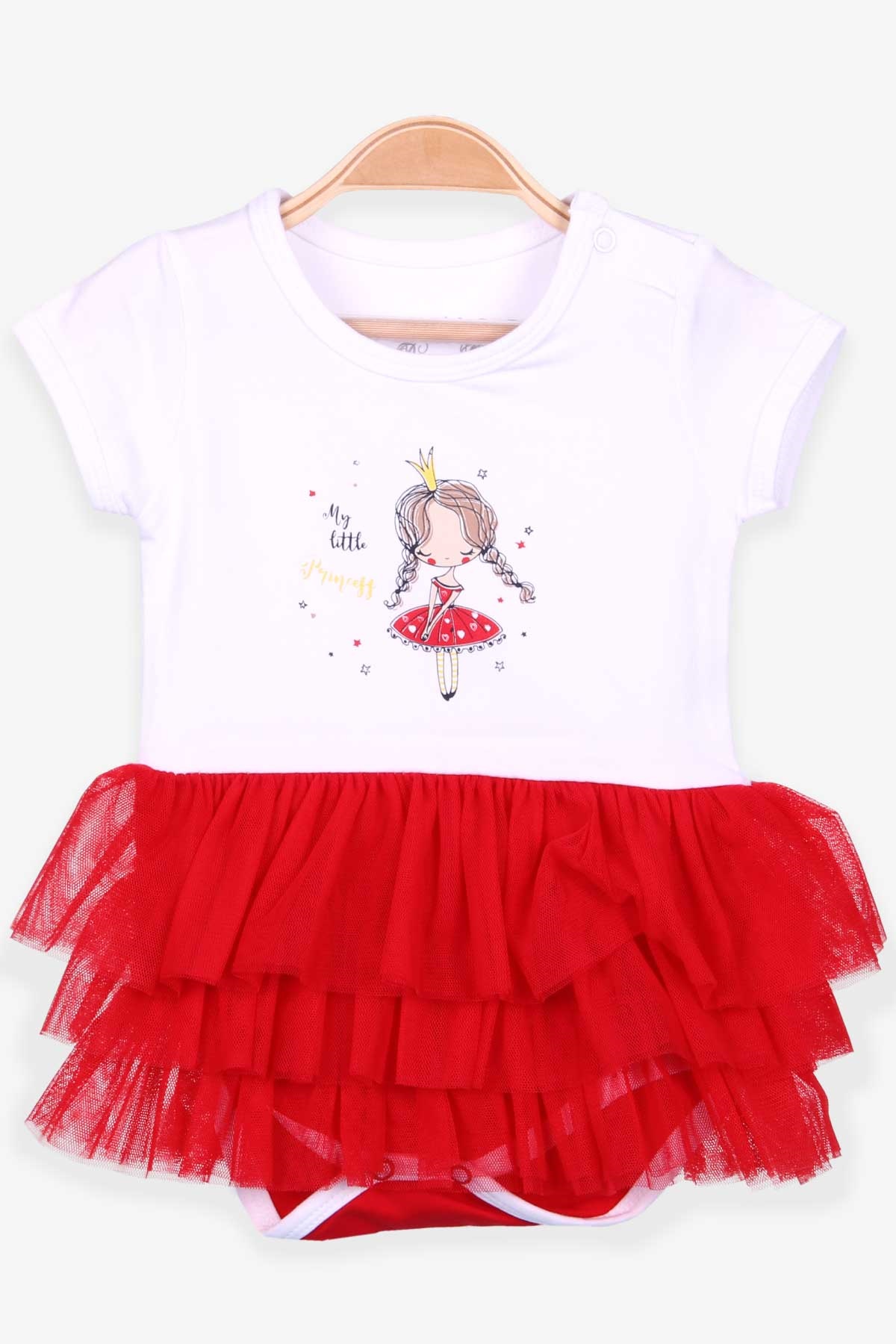 Breeze Kız Bebek Zıbın Elbise Prenses Baskılı Beyaz (6 Ay-2 Yaş)