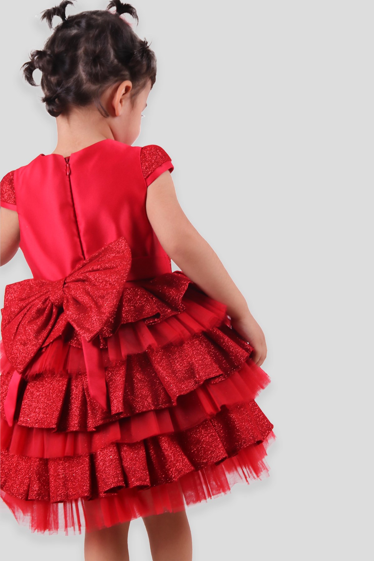 Simli Kırmızı 1.5-5 Yaş - Kız Çocuk Abiye Elbise | Breeze