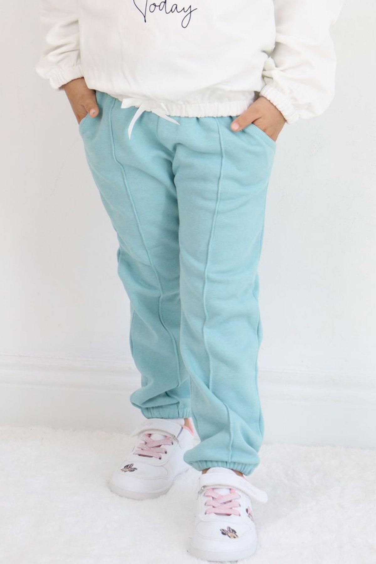 Breeze Kız Çocuk Alt Beli Paçası Lastikli Cepli Su Yeşili (1-3 Yaş)