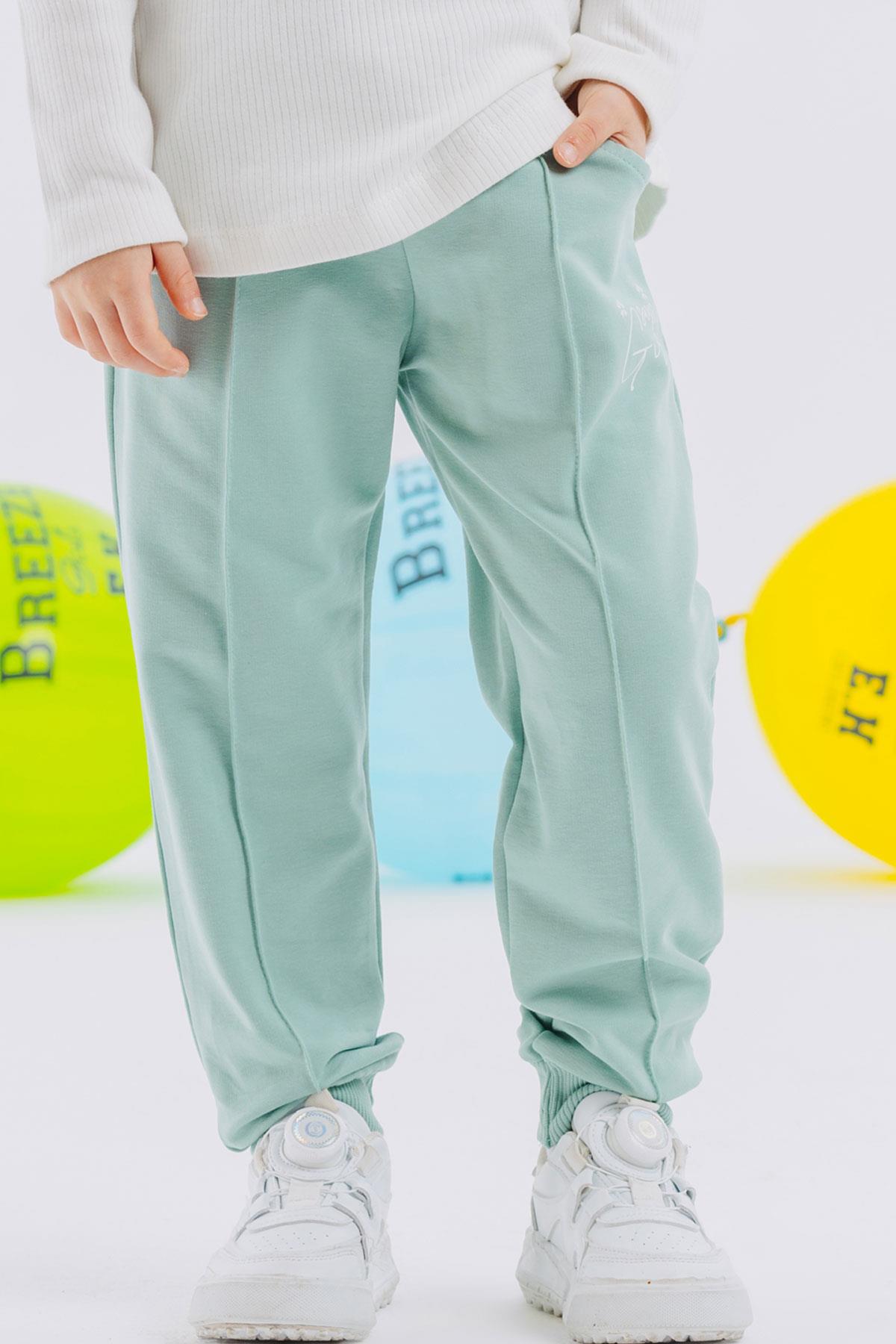 Breeze Kız Çocuk Alt Cepli Yazı Baskılı Su Yeşili (1.5-5 Yaş)