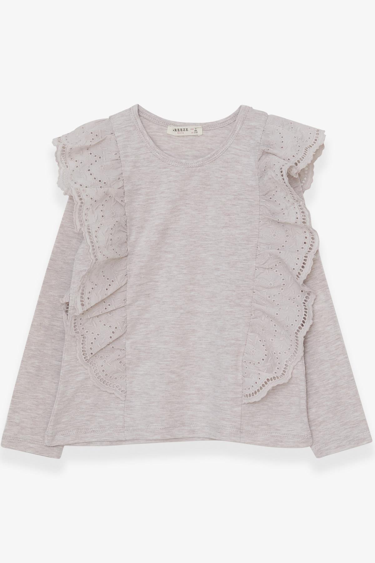 Breeze Kız Çocuk Bluz Güpürlü Bej Melanj (5-10 Yaş)