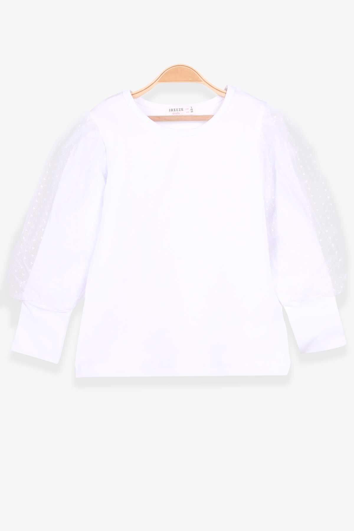 Kız Çocuk Bluz Kolları Tül Detaylı Beyaz 9-12 Yaş - Pamuklu Modeller |  Breeze