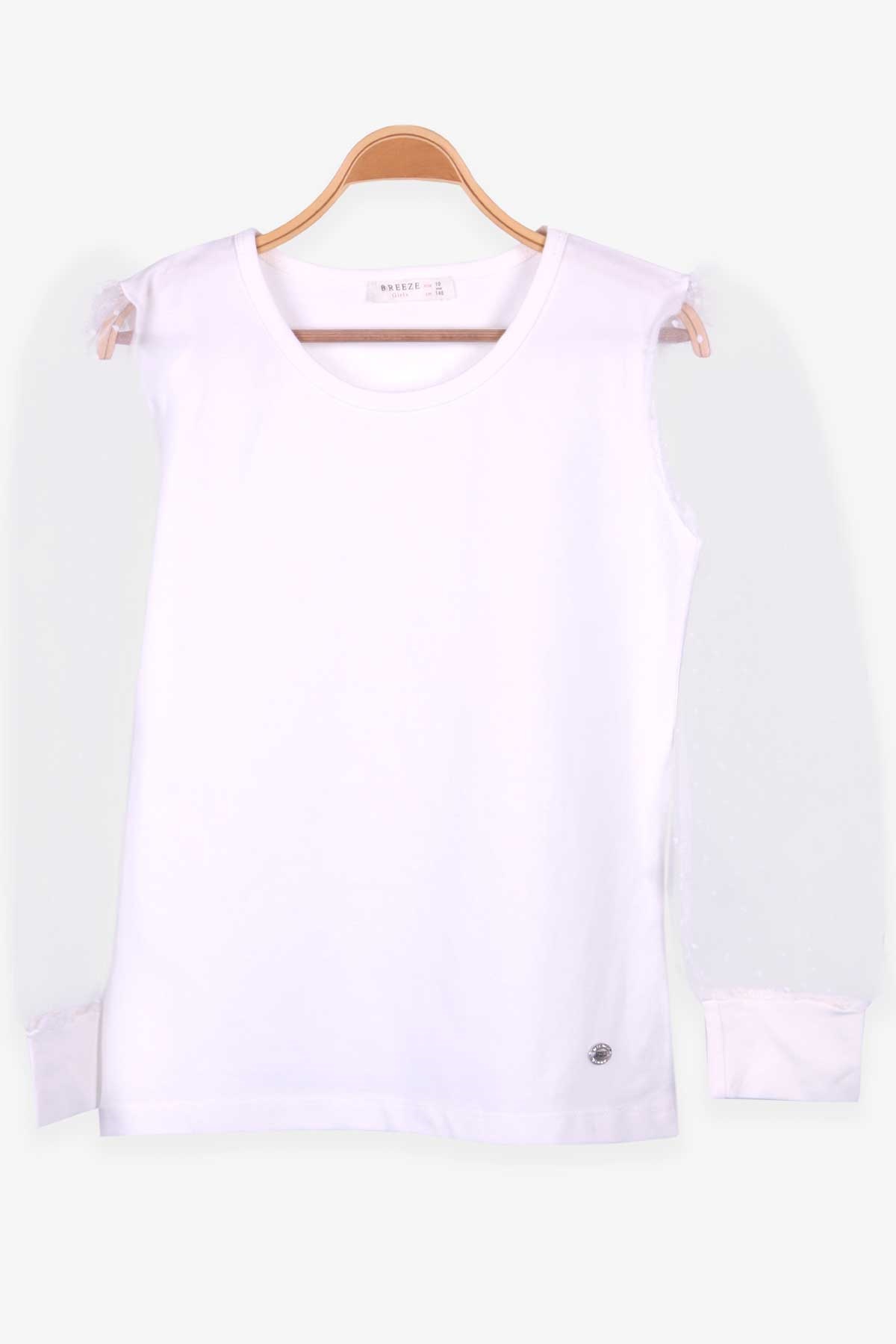 Breeze Kız Çocuk Bluz Tüllü Ekru (10-11 Yaş)