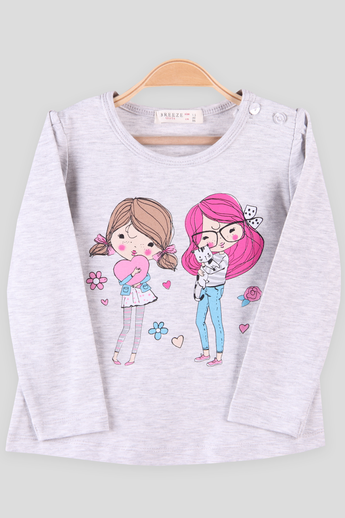 Breeze Kız Çocuk Body  Gri (1.5-5 Yaş)