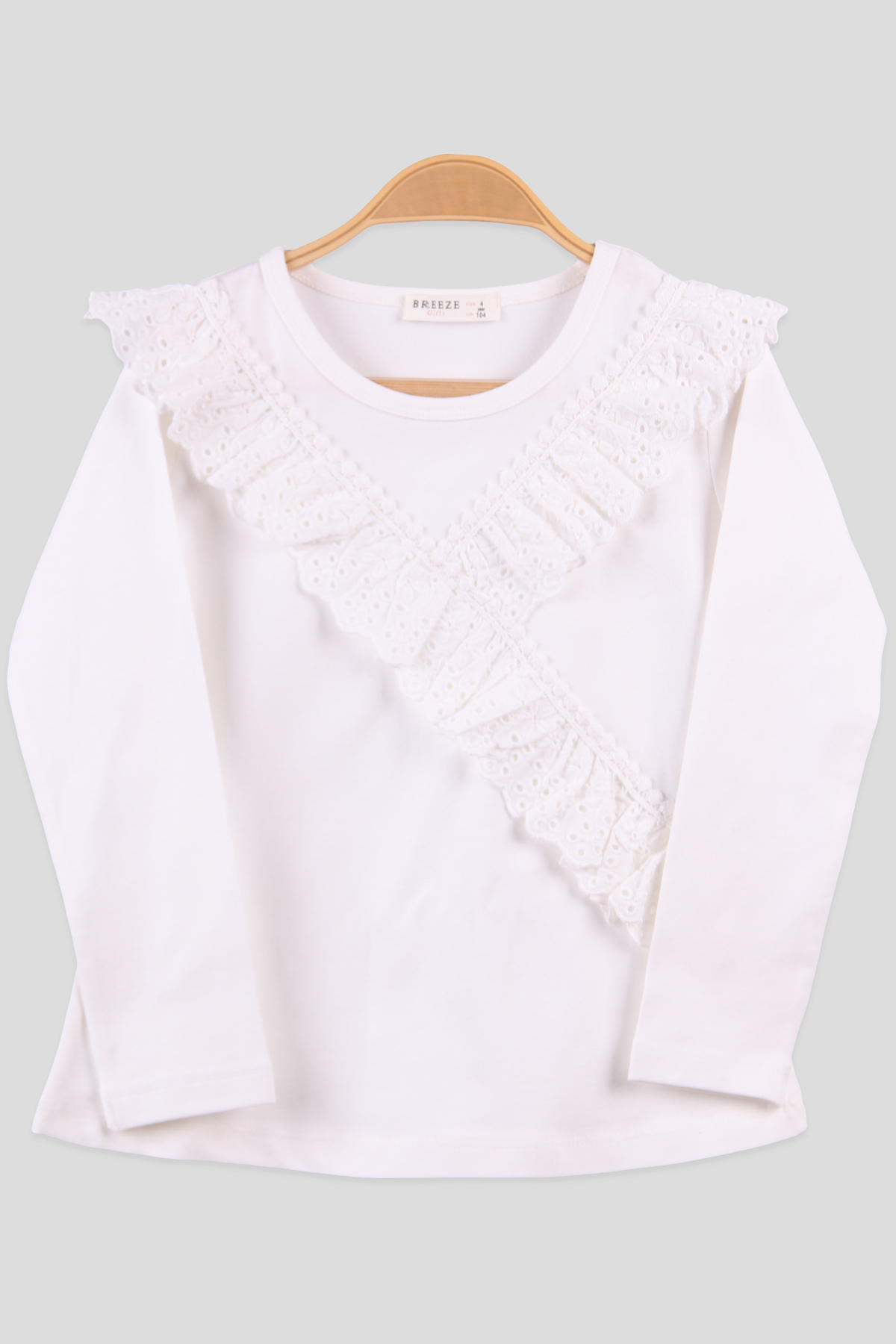 Breeze Kız Çocuk Body Güpürlü Ekru (4-8 Yaş)