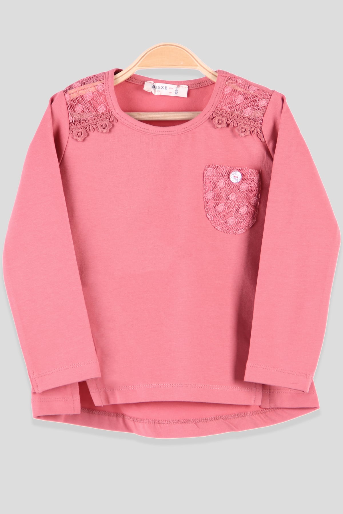 Breeze Kız Çocuk Body Güpürlü Gülkurusu (2-6 Yaş)