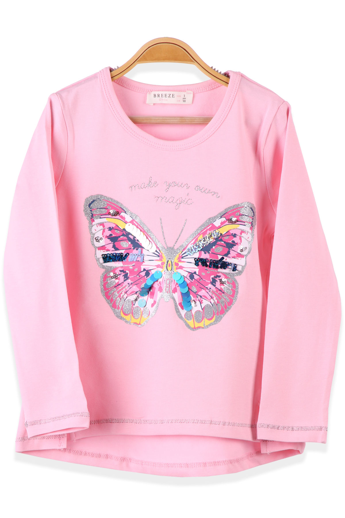 BREEZE Kız Çocuk Body Kelebekli Pembe (3-8 Yaş)