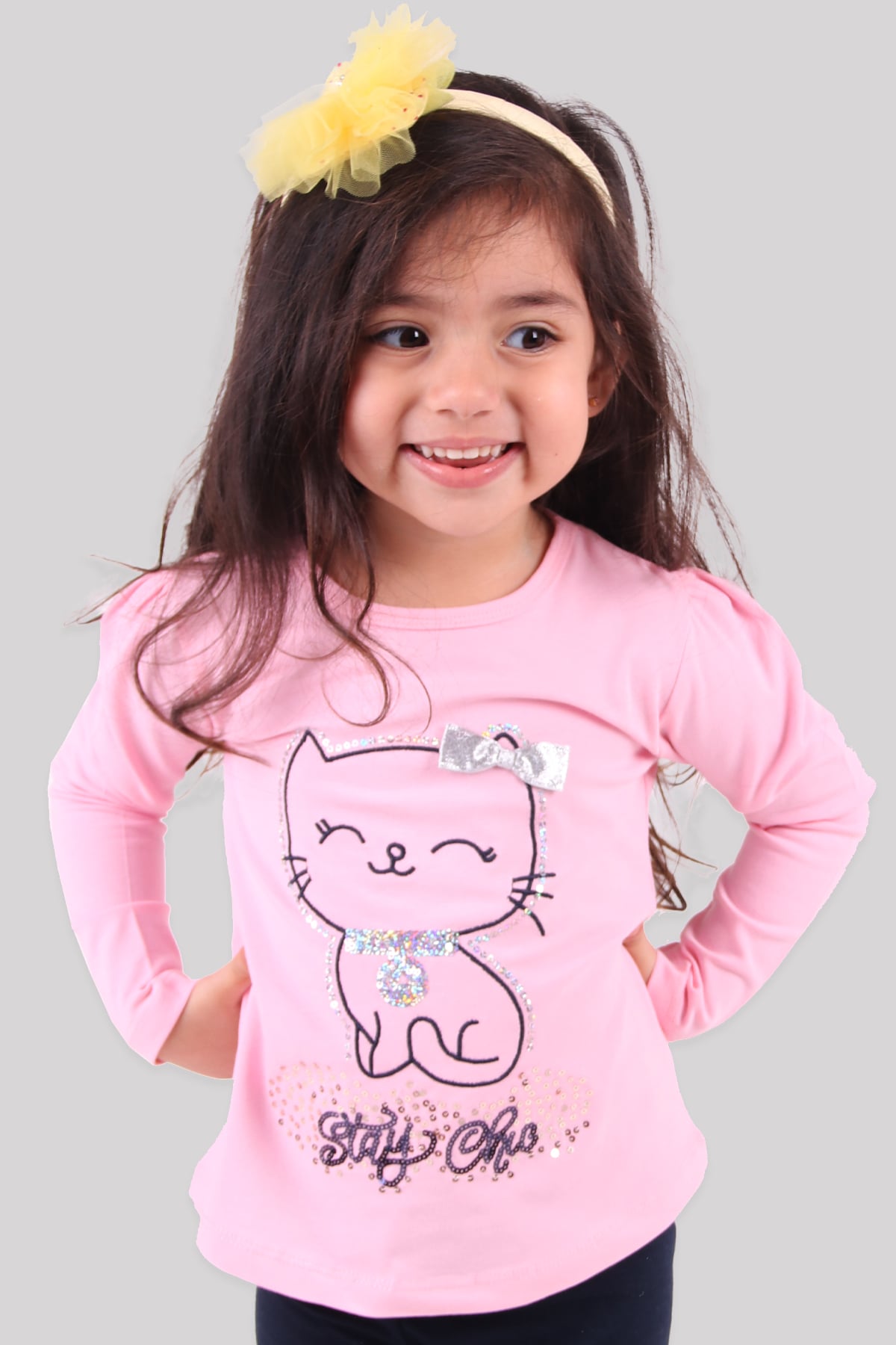 Breeze Kız Çocuk Body Pullu Kedili Pembe (2-6 Yaş)
