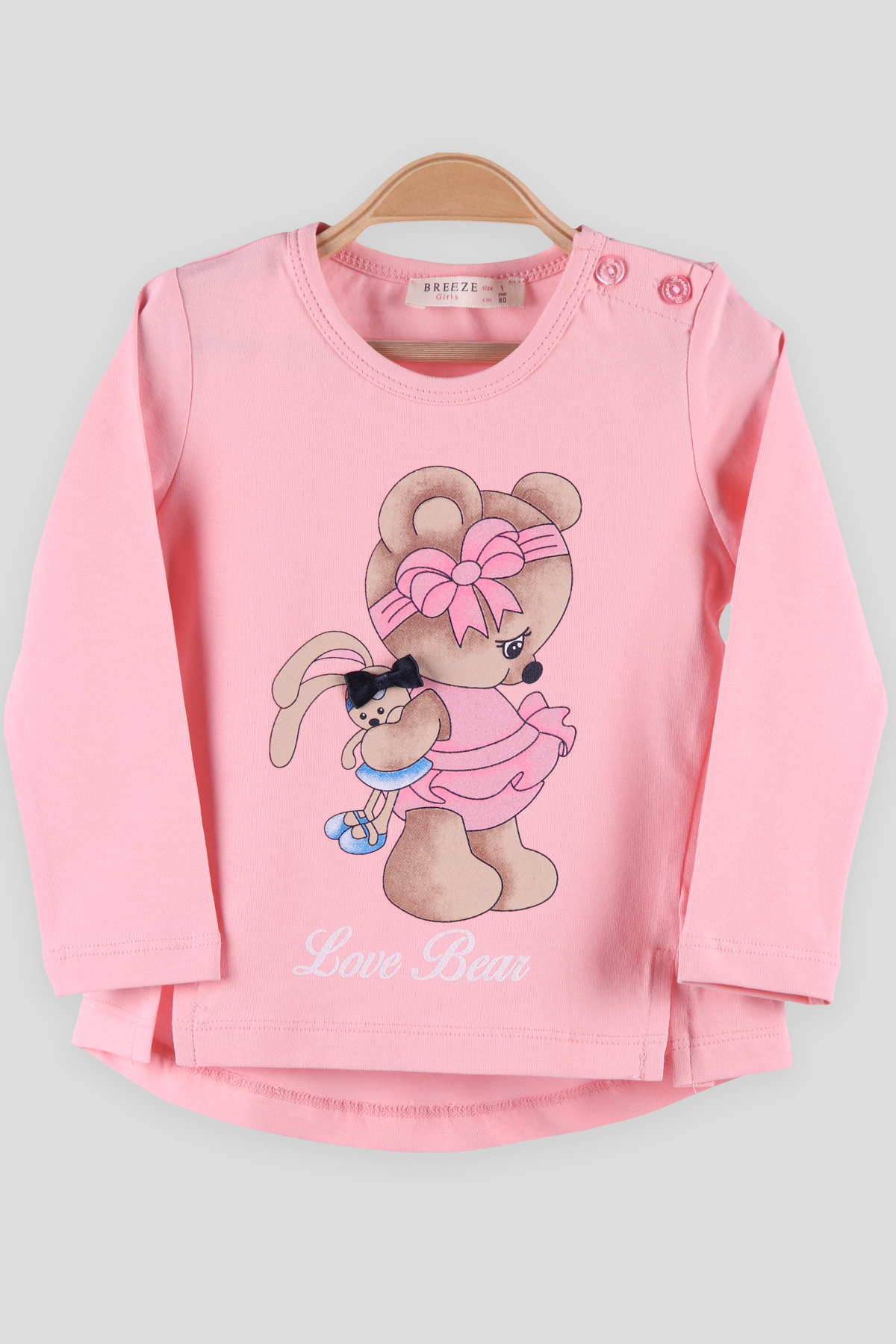 Breeze Kız Çocuk Body Simli Ayıcıklı Pembe (1-4 Yaş)