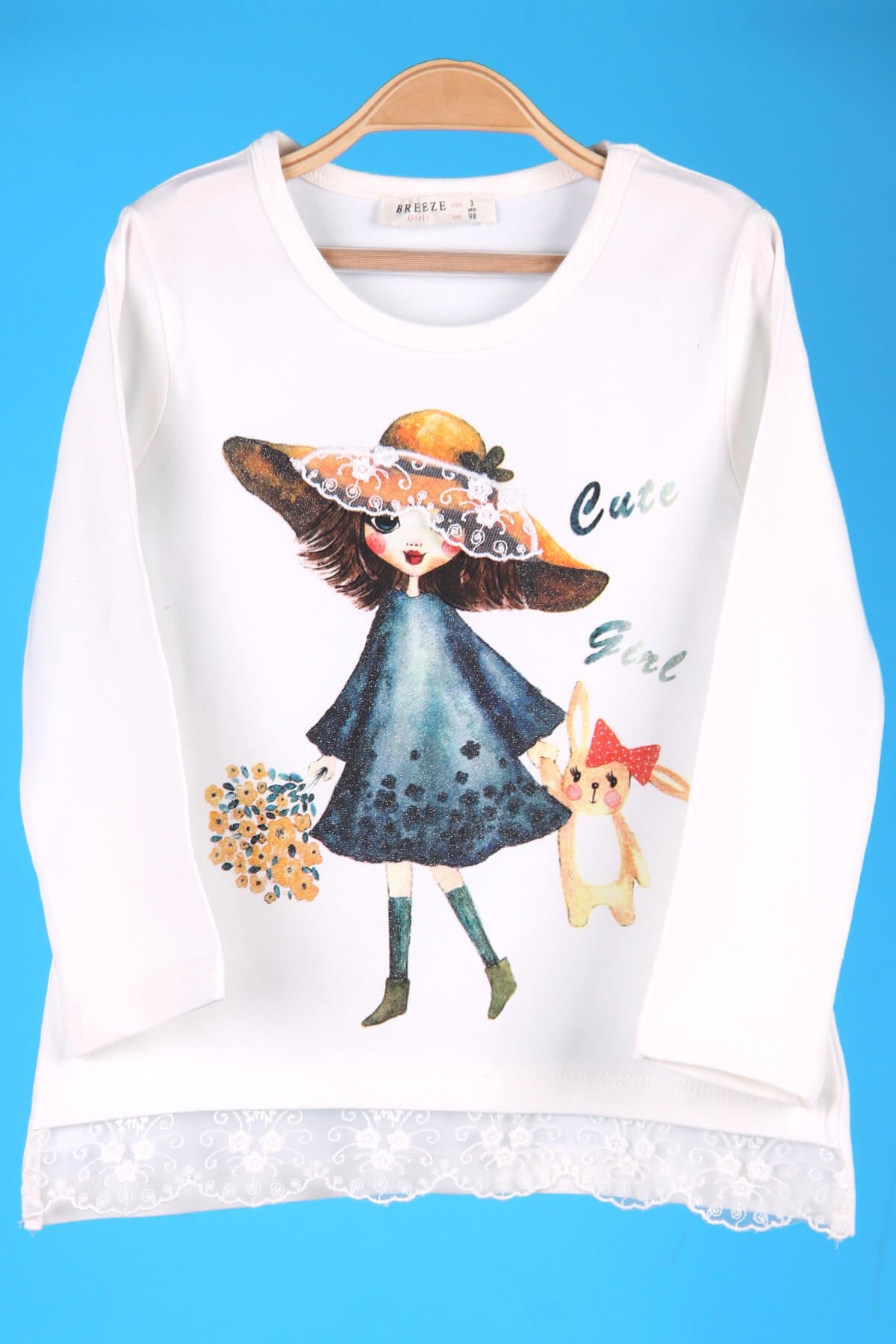 Breeze Kız Çocuk Body Simli Beyaz (3-8 Yaş)
