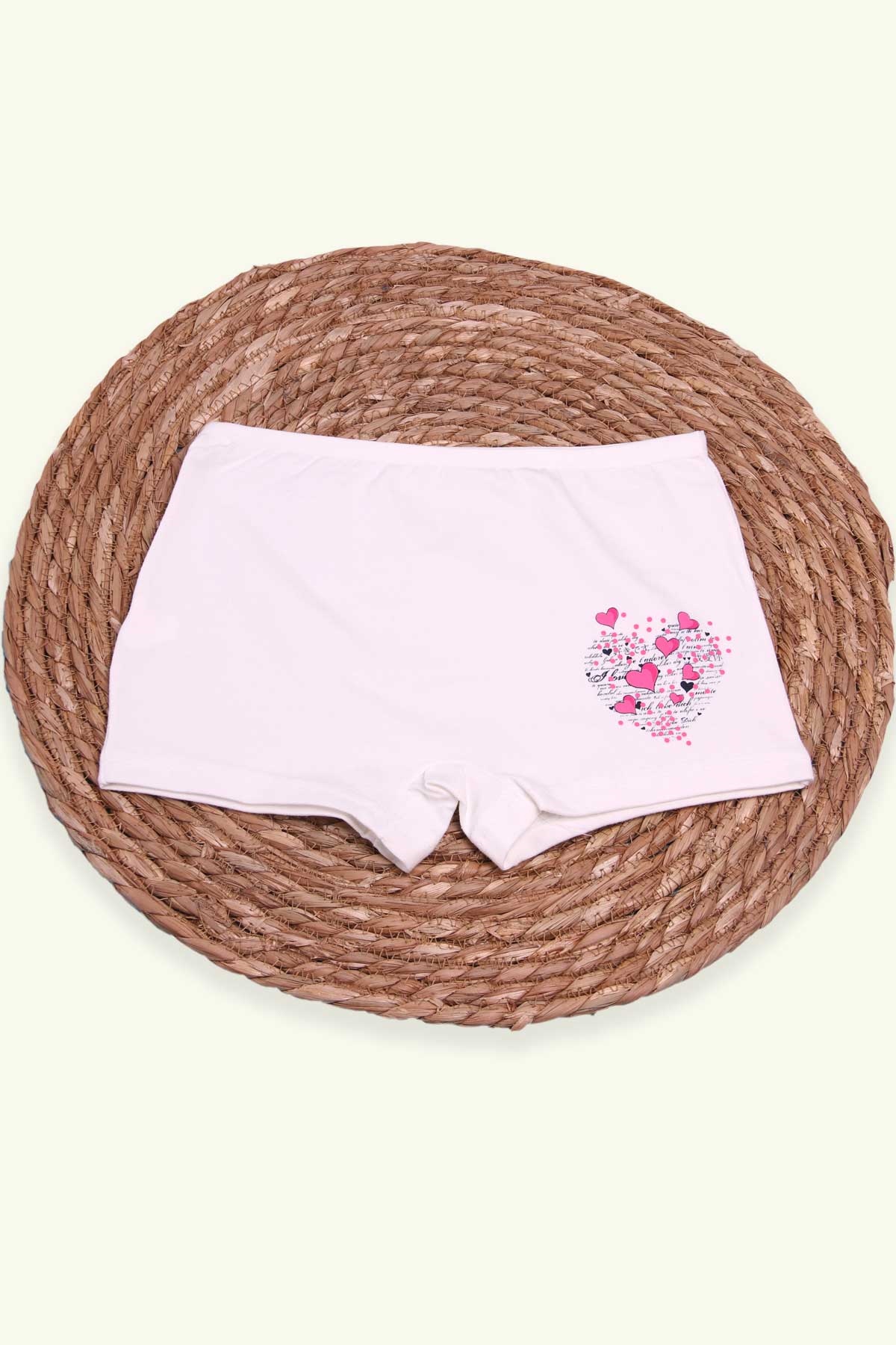 Breeze Kız Çocuk Boxer Baskılı Kalpli Ekru (12 Yaş)
