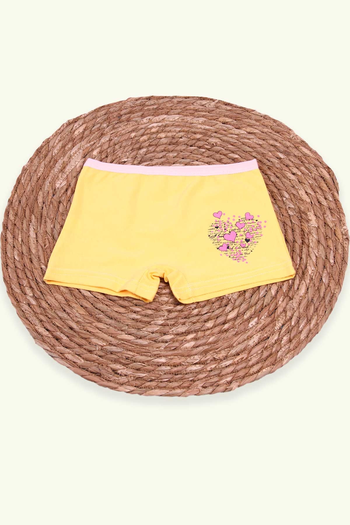 Breeze Kız Çocuk Boxer Baskılı Kalpli Sarı (6 Yaş)