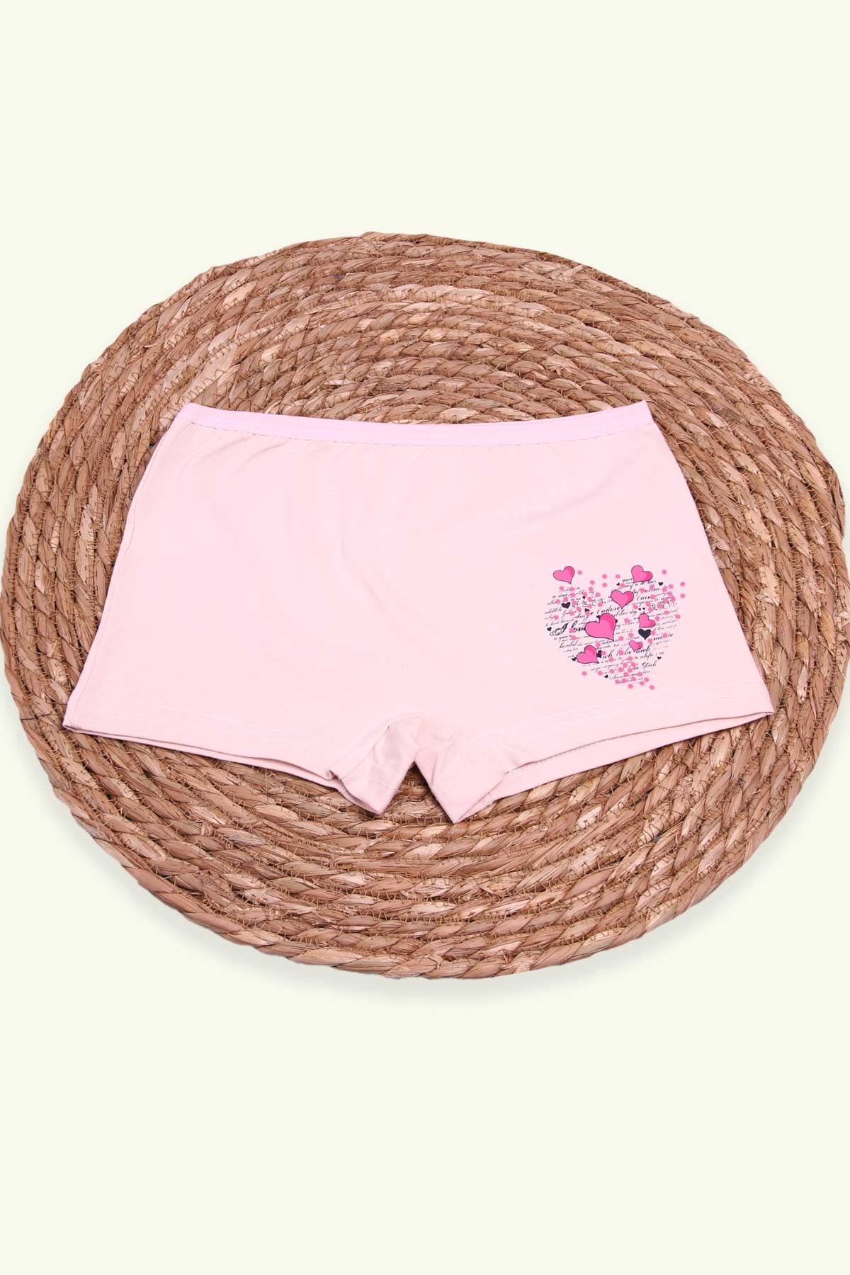 Breeze Kız Çocuk Boxer Baskılı Kalpli Krem (6-12 Yaş)