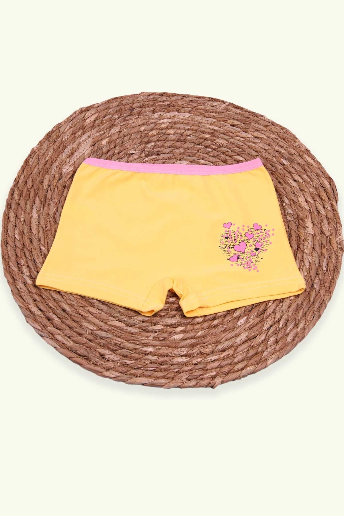 Breeze Kız Çocuk Boxer Baskılı Kalpli Sarı (10-12 Yaş)