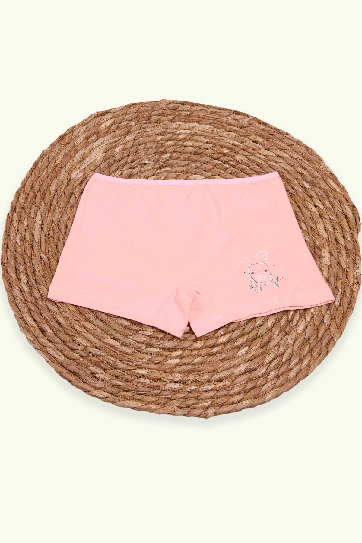 Breeze Kız Çocuk Boxer Baykuş Baskılı Somon (6 Yaş)