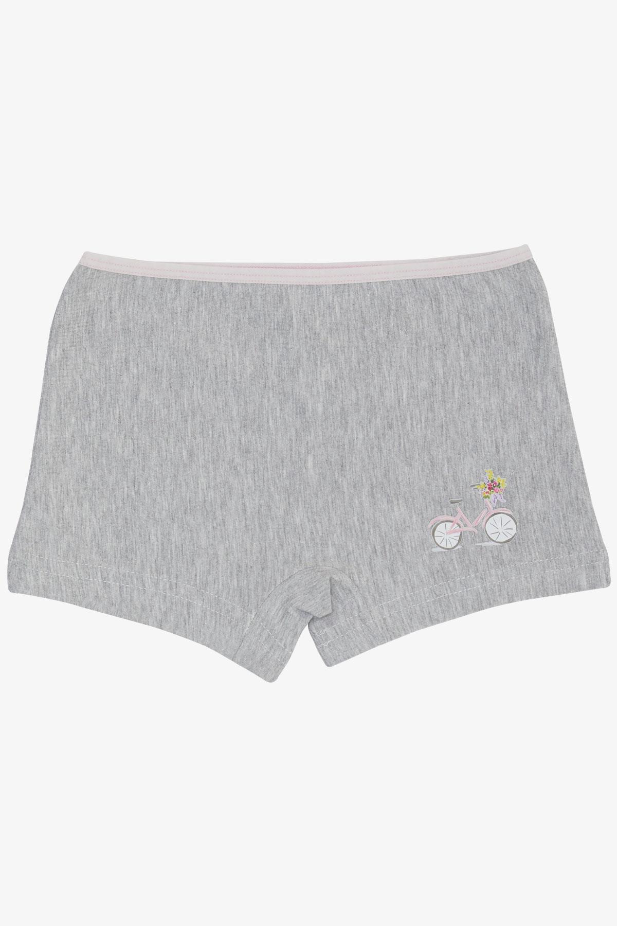 Breeze Kız Çocuk Boxer Bisiklet Baskılı Çiçekli Gri Melanj (7 Yaş)