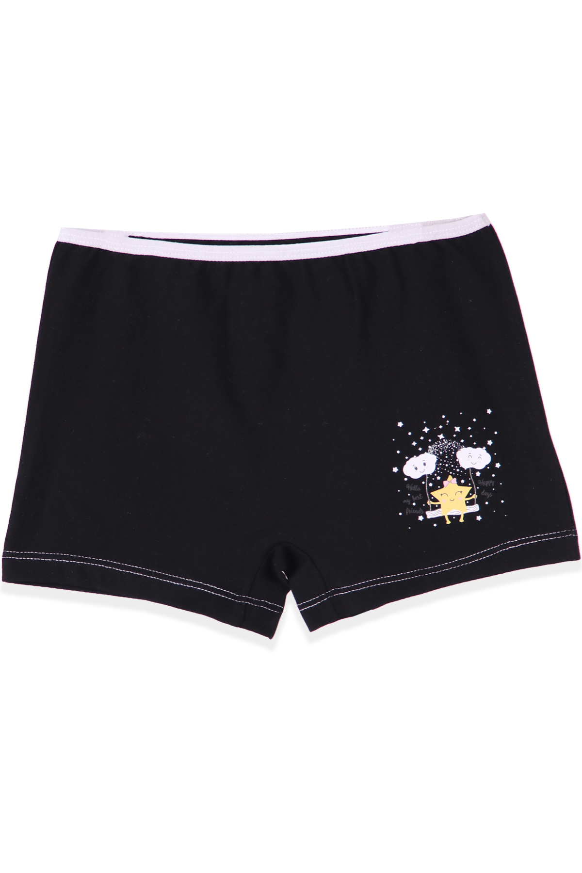 Breeze Kız Çocuk Boxer Bulut Desenli Siyah (7-11 Yaş)