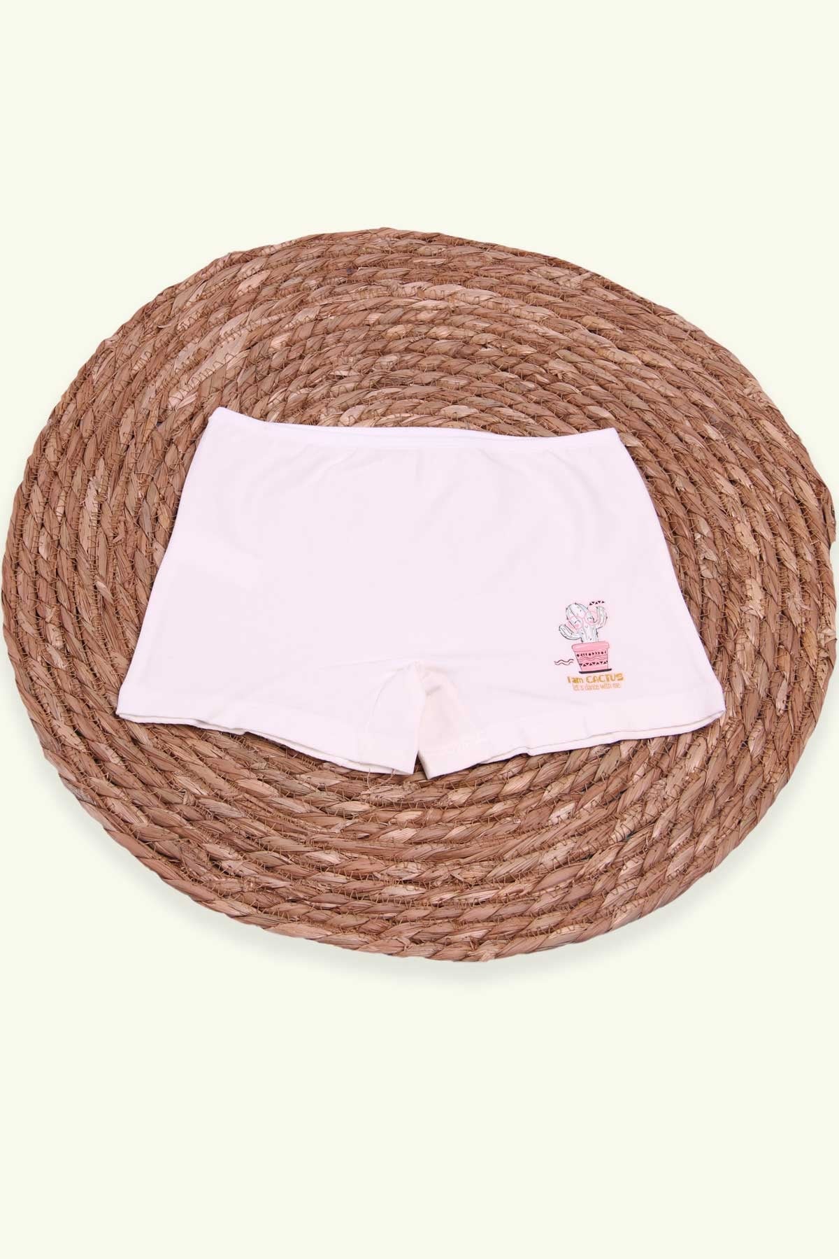 Breeze Kız Çocuk Boxer Kaktüs Baskılı Ekru (6 Yaş)