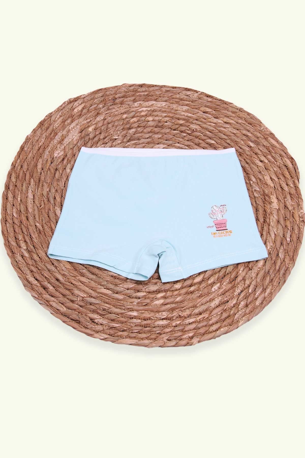 Breeze Kız Çocuk Boxer Kaktüs Baskılı Turkuaz (6 Yaş)