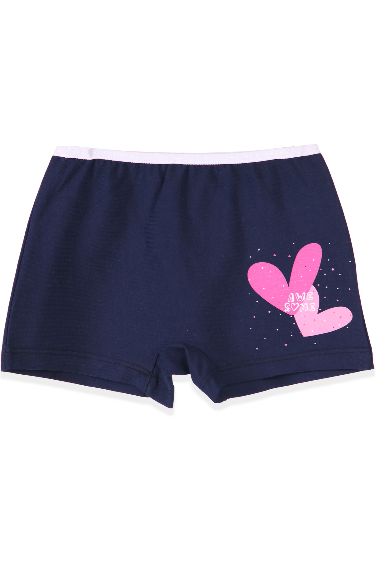 Breeze Kız Çocuk Boxer Kalp Desenli  Lacivert (3-11 Yaş)