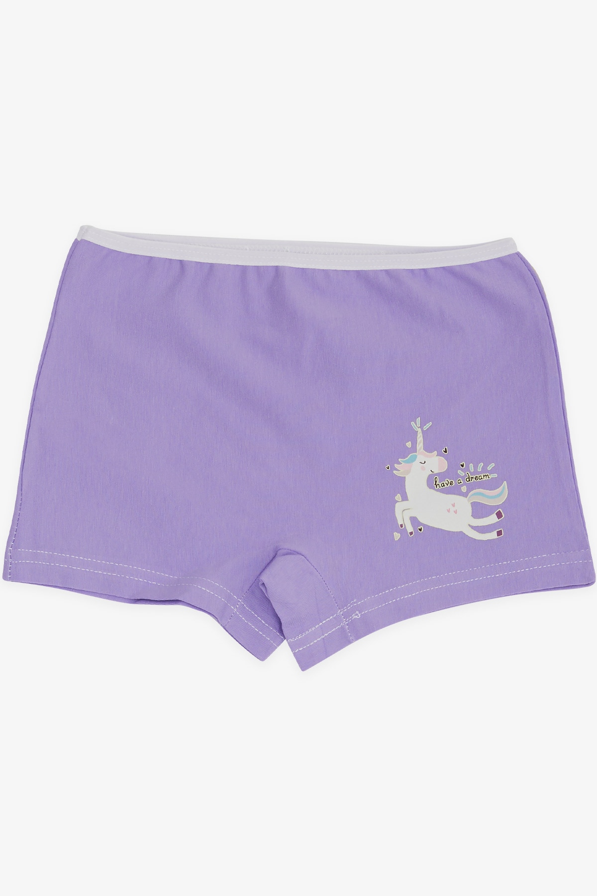 Breeze Kız Çocuk Boxer Kalpli Unicorn Baskılı Lila (5-11 Yaş)