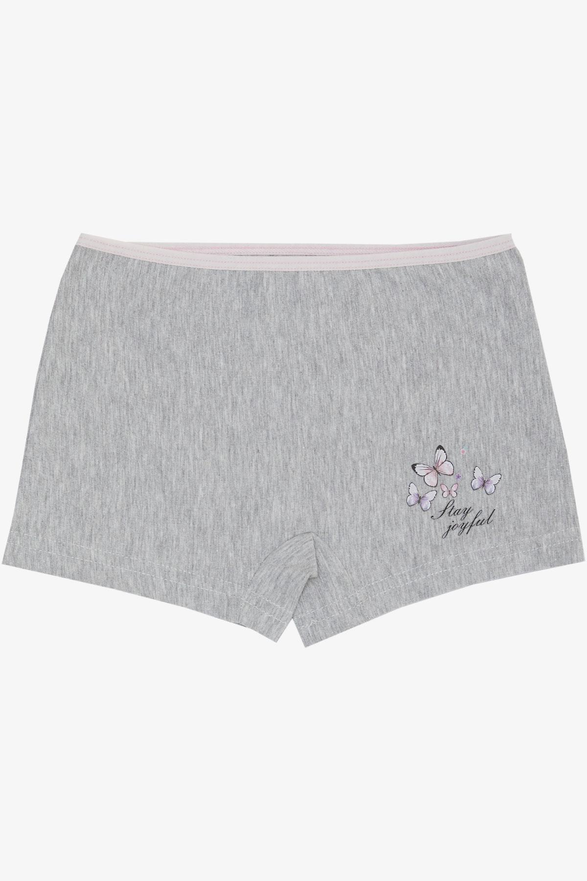 Breeze Kız Çocuk Boxer Kelebek Baskılı Gri Melanj (7 Yaş)