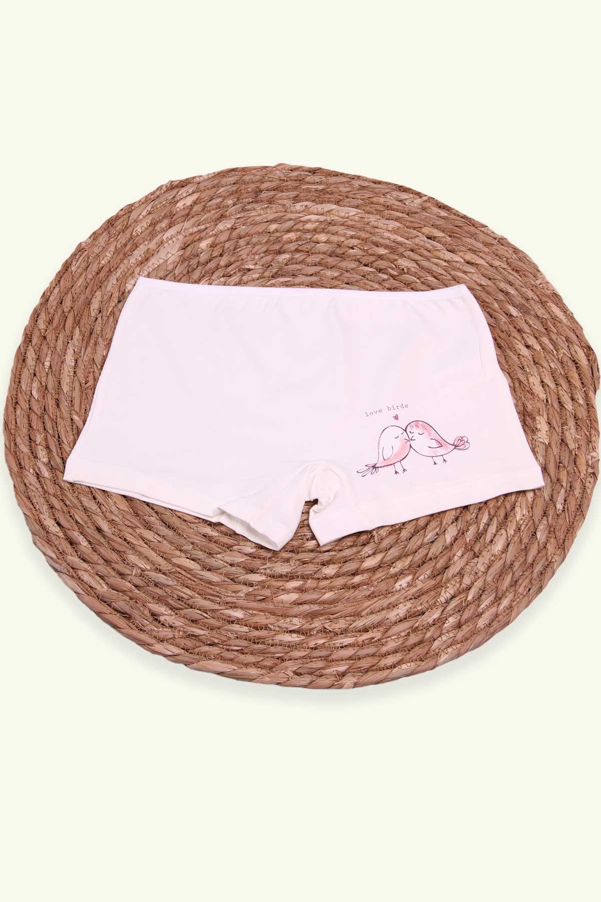 Breeze Kız Çocuk Boxer Kuş Baskılı Ekru (8 Yaş)