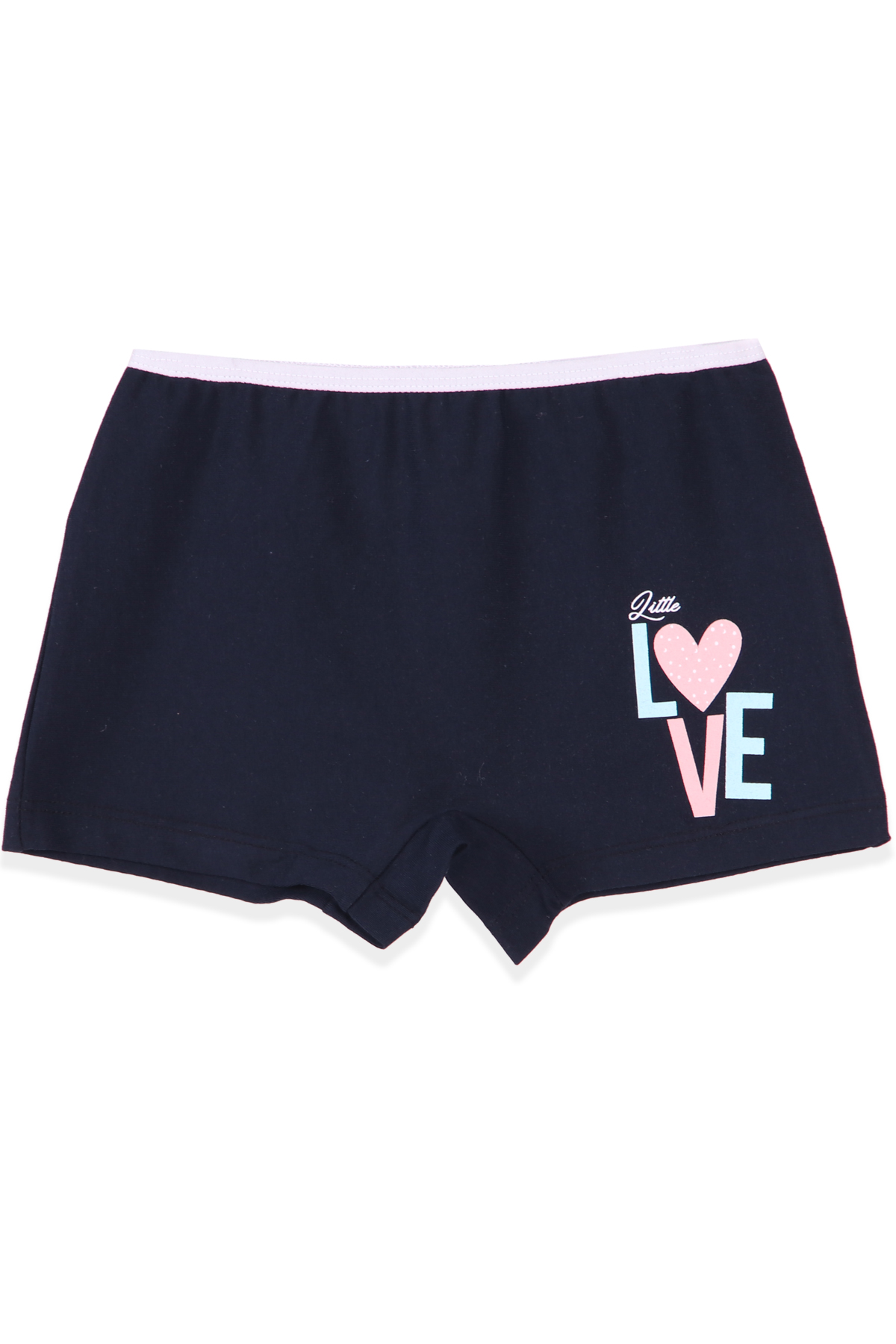 Breeze Kız Çocuk Boxer Love Desenli Lacivert (3-11 Yaş)