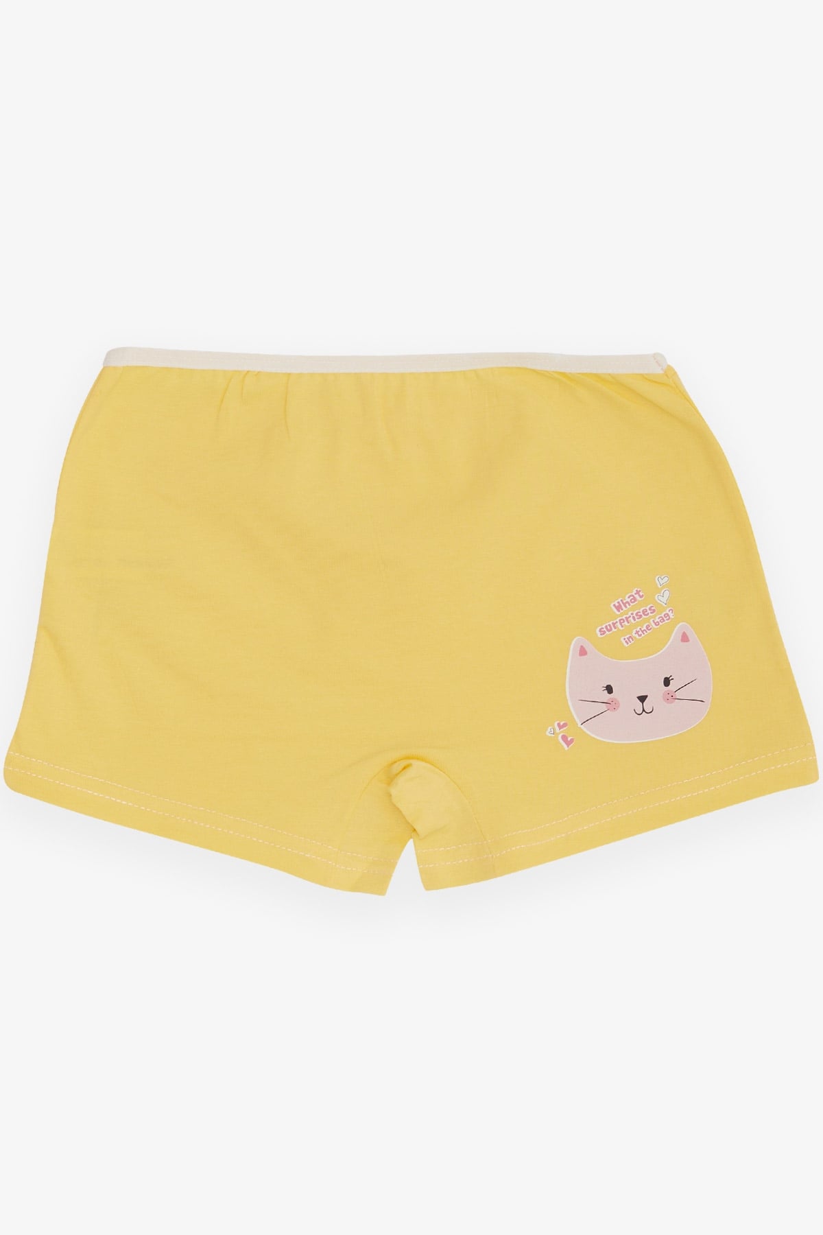 Breeze Kız Çocuk Boxer Meraklı Kedicik Baskılı Sarı (5-11 Yaş)