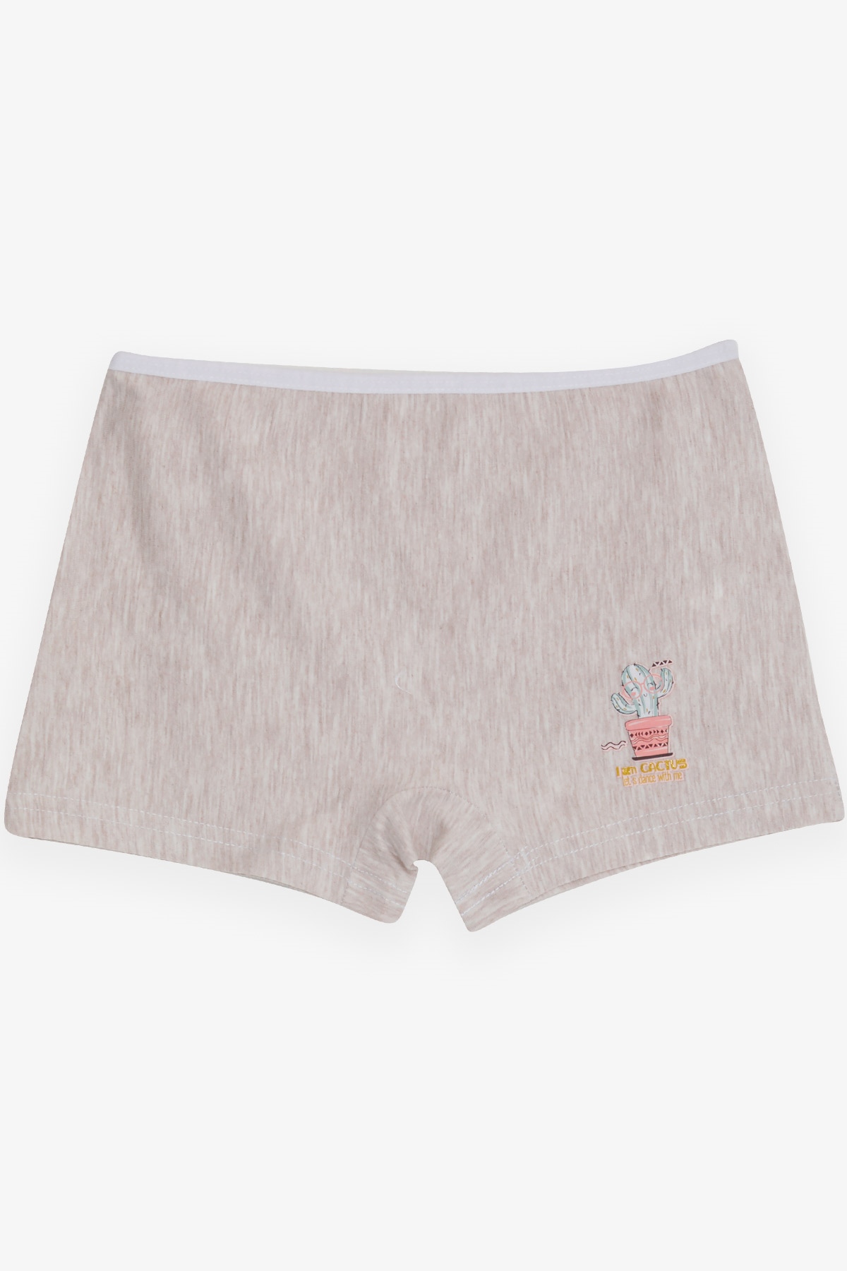 Breeze Kız Çocuk Boxer Neşeli Kaktüs Baskılı Bej Melanj (5-11 Yaş)