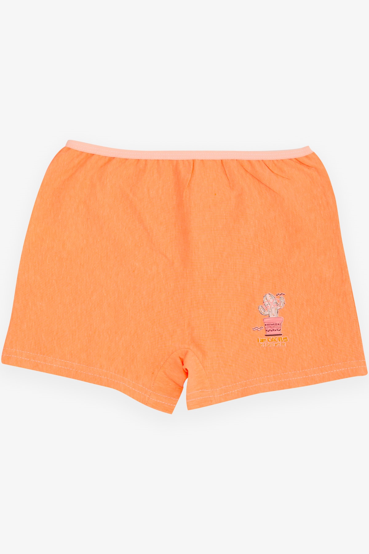 Breeze Kız Çocuk Boxer Neşeli Kaktüs Baskılı Neon Turuncu (5-11 Yaş)