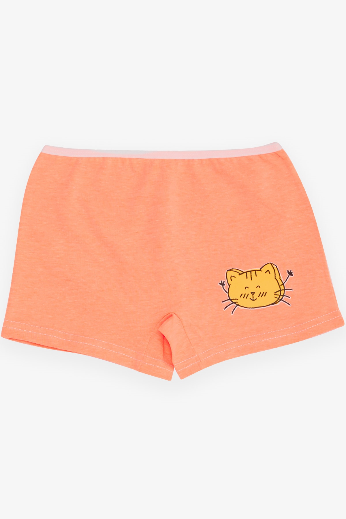 Breeze Kız Çocuk Boxer Neşeli Kedicik Baskılı Neon Turuncu (5-11 Yaş)