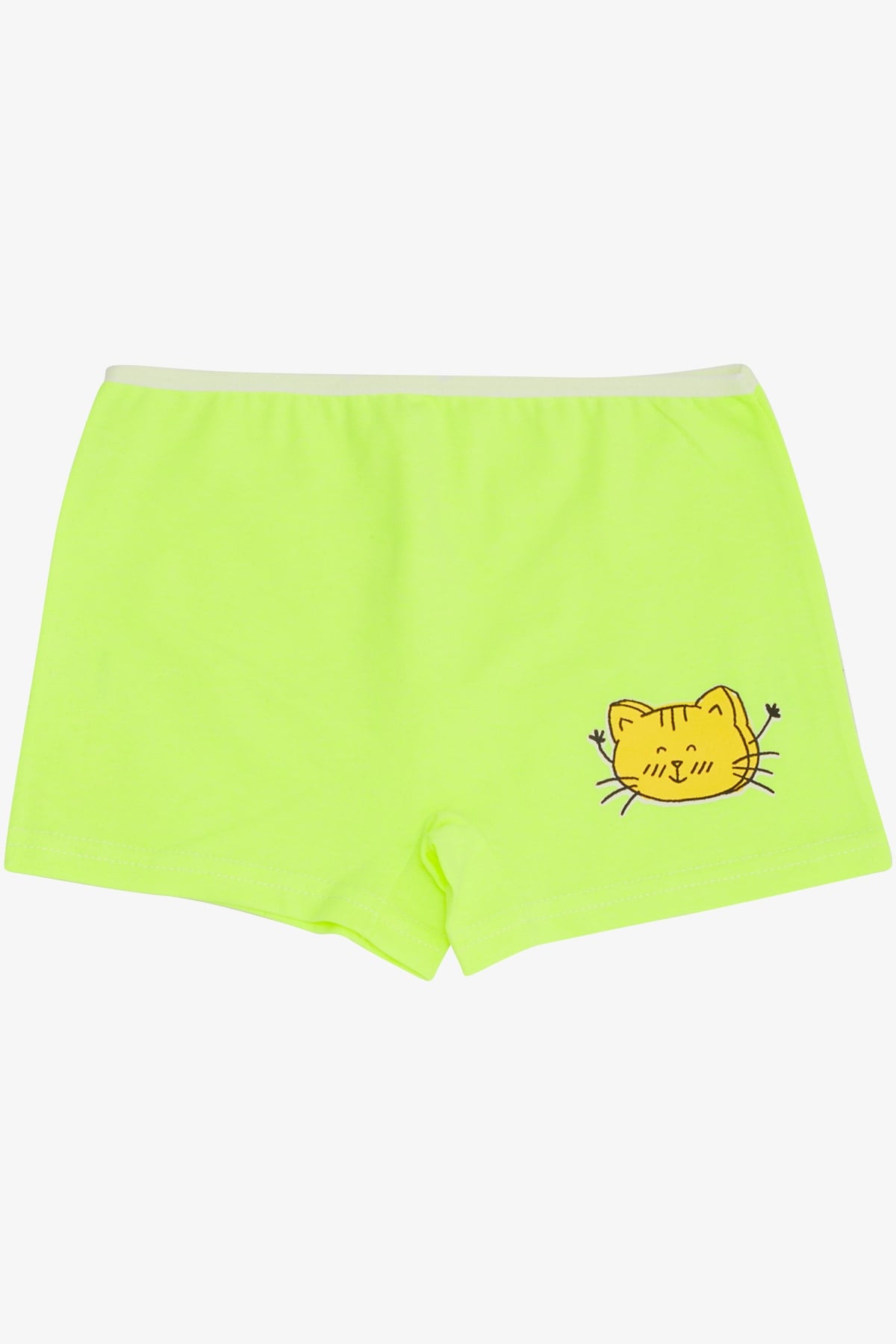 Breeze Kız Çocuk Boxer Neşeli Kedicik Baskılı Neon Yeşil (5-11 Yaş)