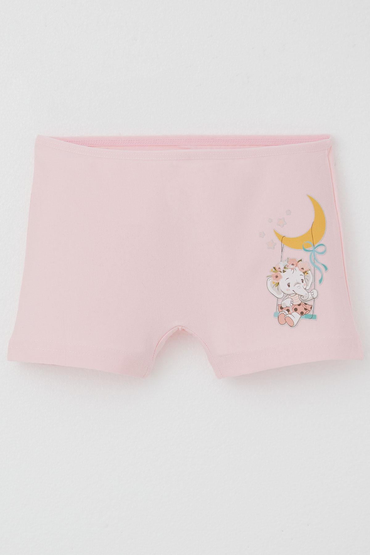 Breeze Kız Çocuk Boxer Sevimli Bebek Fil Baskılı Pembe (7 Yaş)