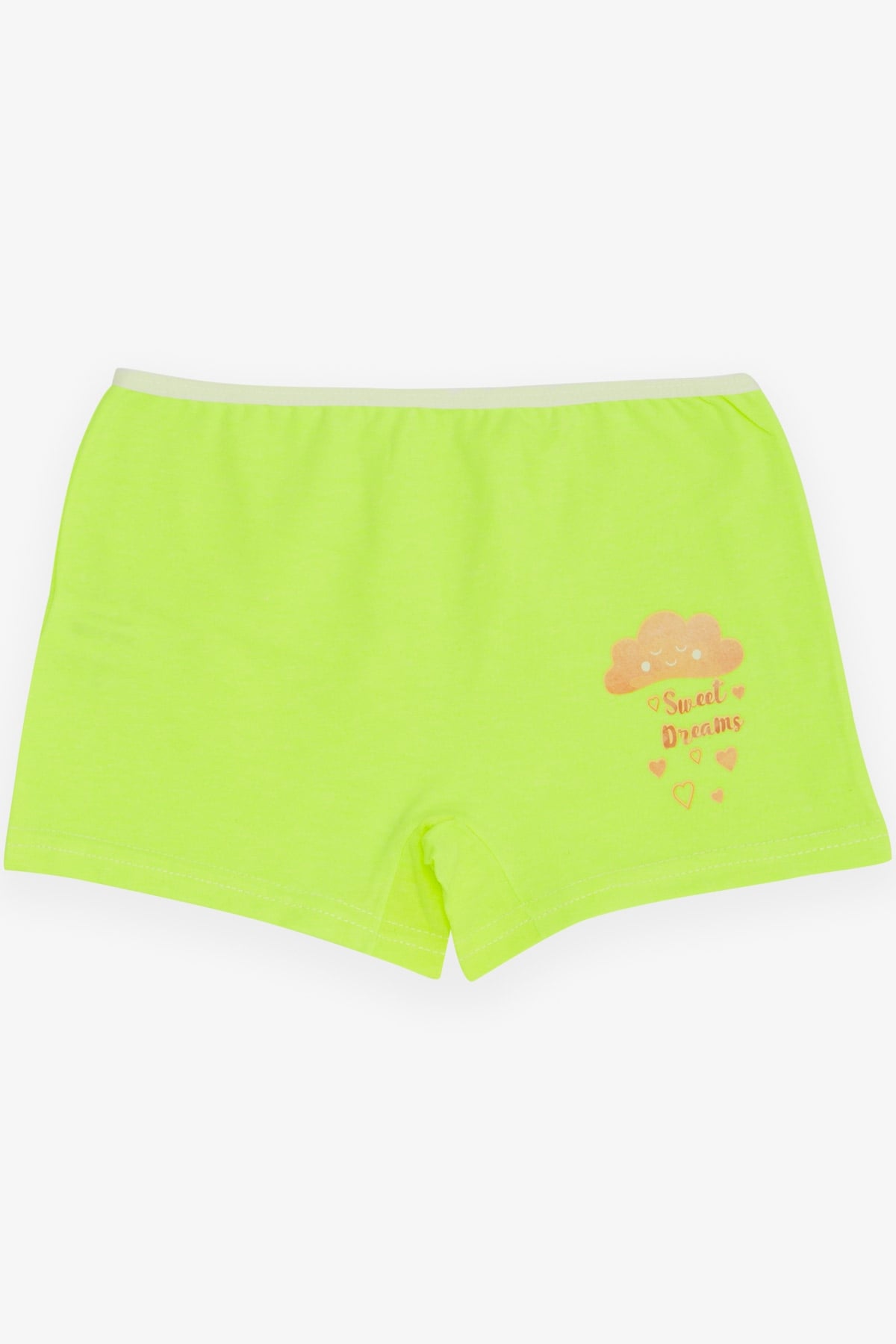 Breeze Kız Çocuk Boxer Sevimli Bulut Baskılı Neon Yeşil (5-11 Yaş)