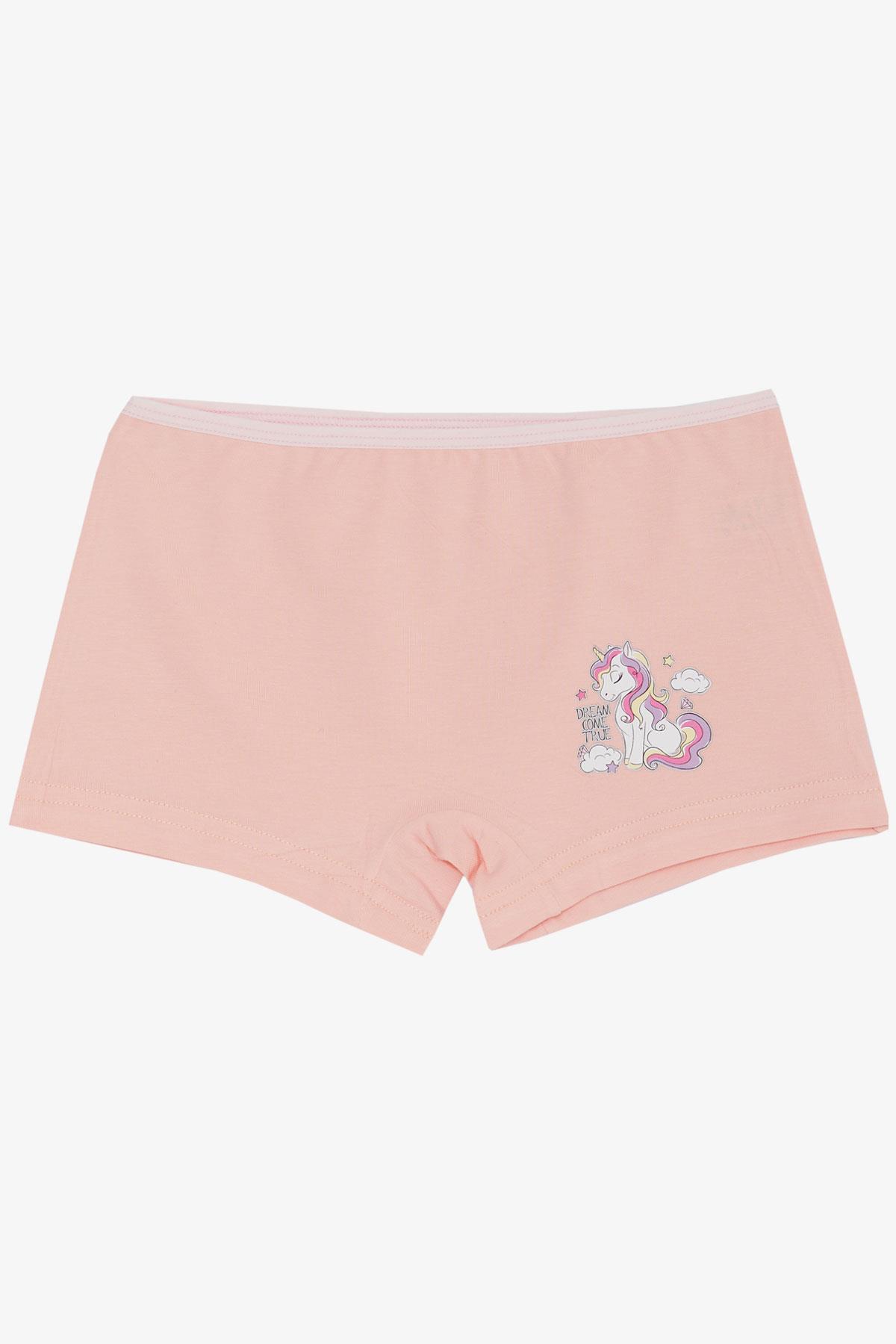 Breeze Kız Çocuk Boxer Sevimli Unicorn Baskılı Somon (5-11 Yaş)