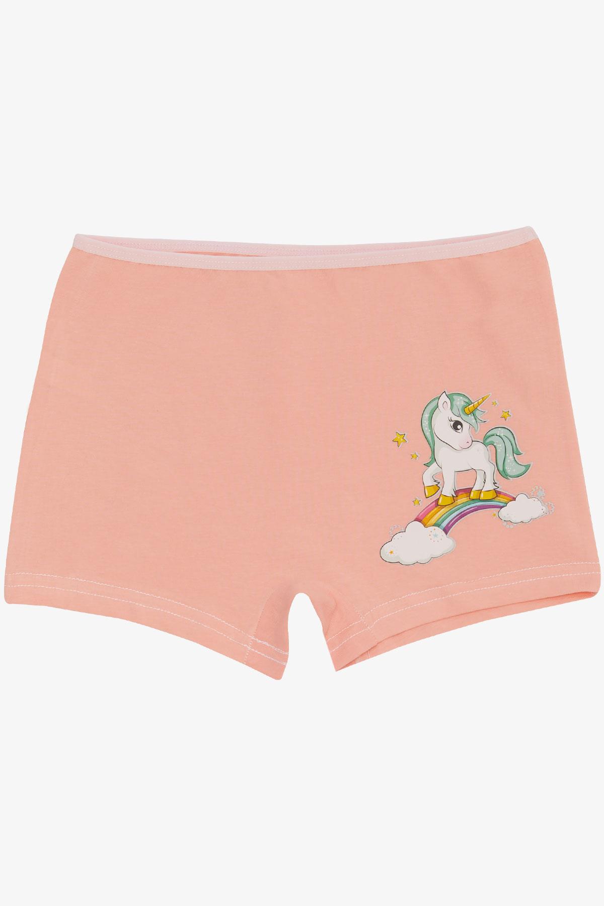 Breeze Kız Çocuk Boxer Sevimli Unicorn & Gökkuşağı Somon (5-11 Yaş)