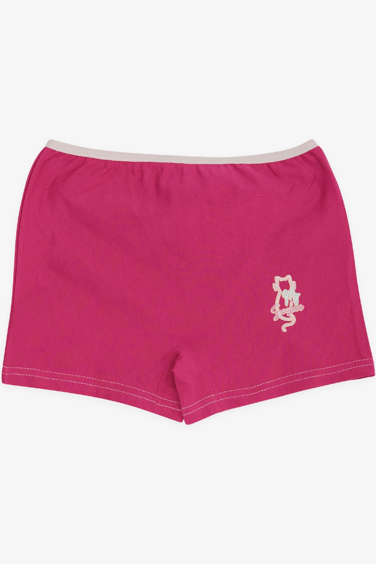 Breeze Kız Çocuk Boxer Simli Yazı Baskılı Fuşya (5-11 Yaş)