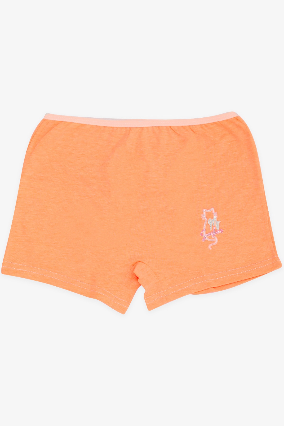 Breeze Kız Çocuk Boxer Simli Yazı Baskılı Neon Turuncu (5-11 Yaş)