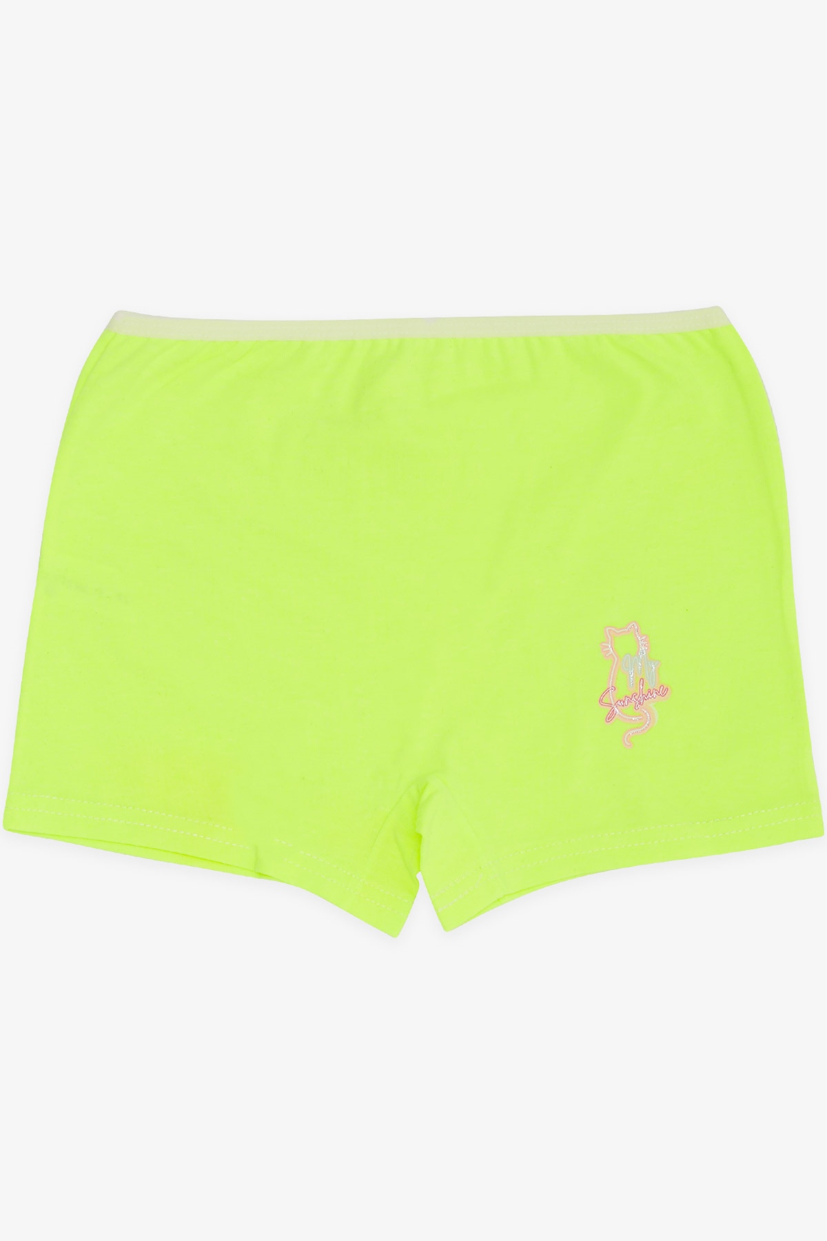 Breeze Kız Çocuk Boxer Simli Yazı Baskılı Neon Yeşil (5-11 Yaş)