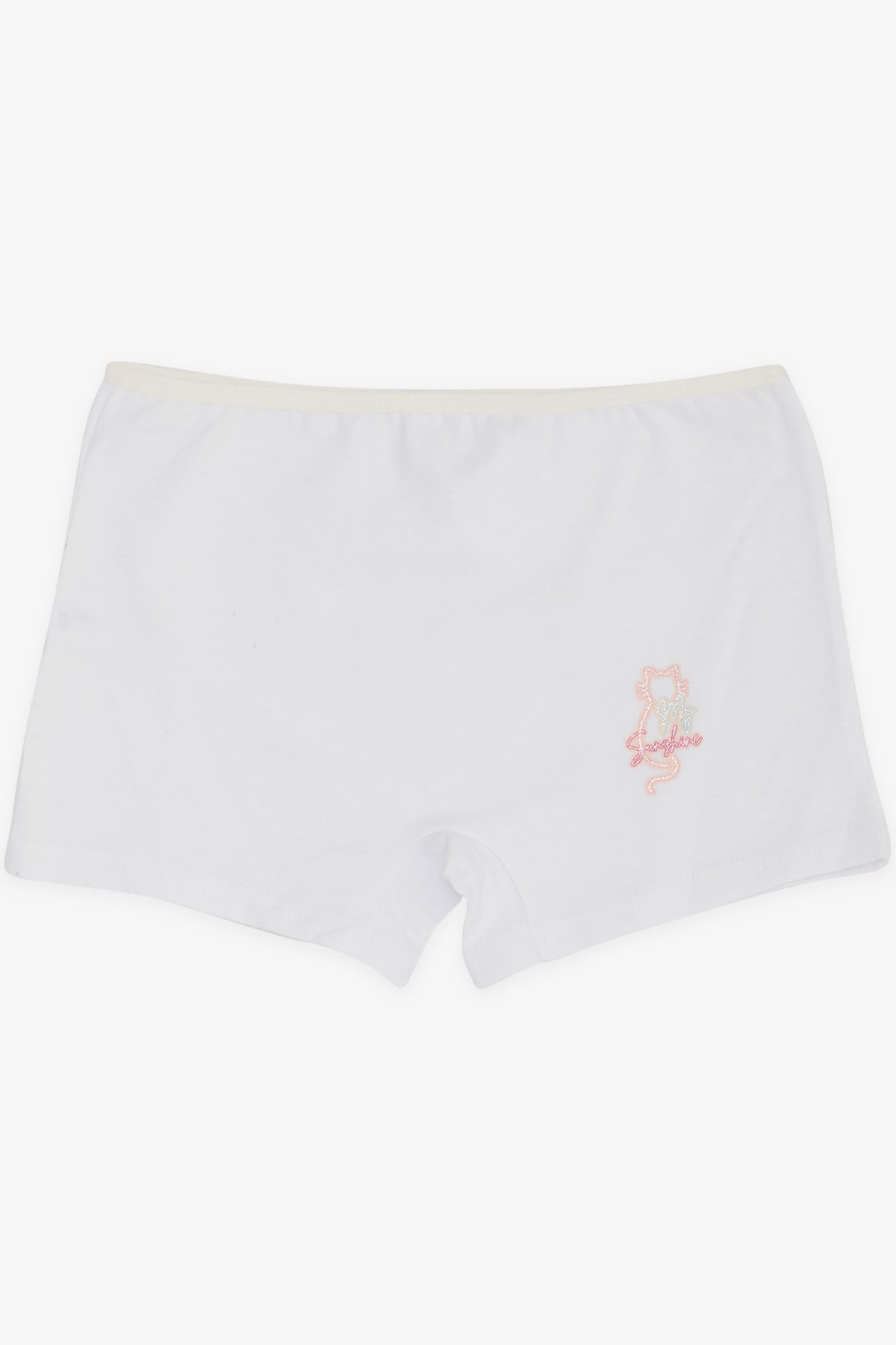 Breeze Kız Çocuk Boxer Simli Yazı Baskılı Beyaz (5-11 Yaş)