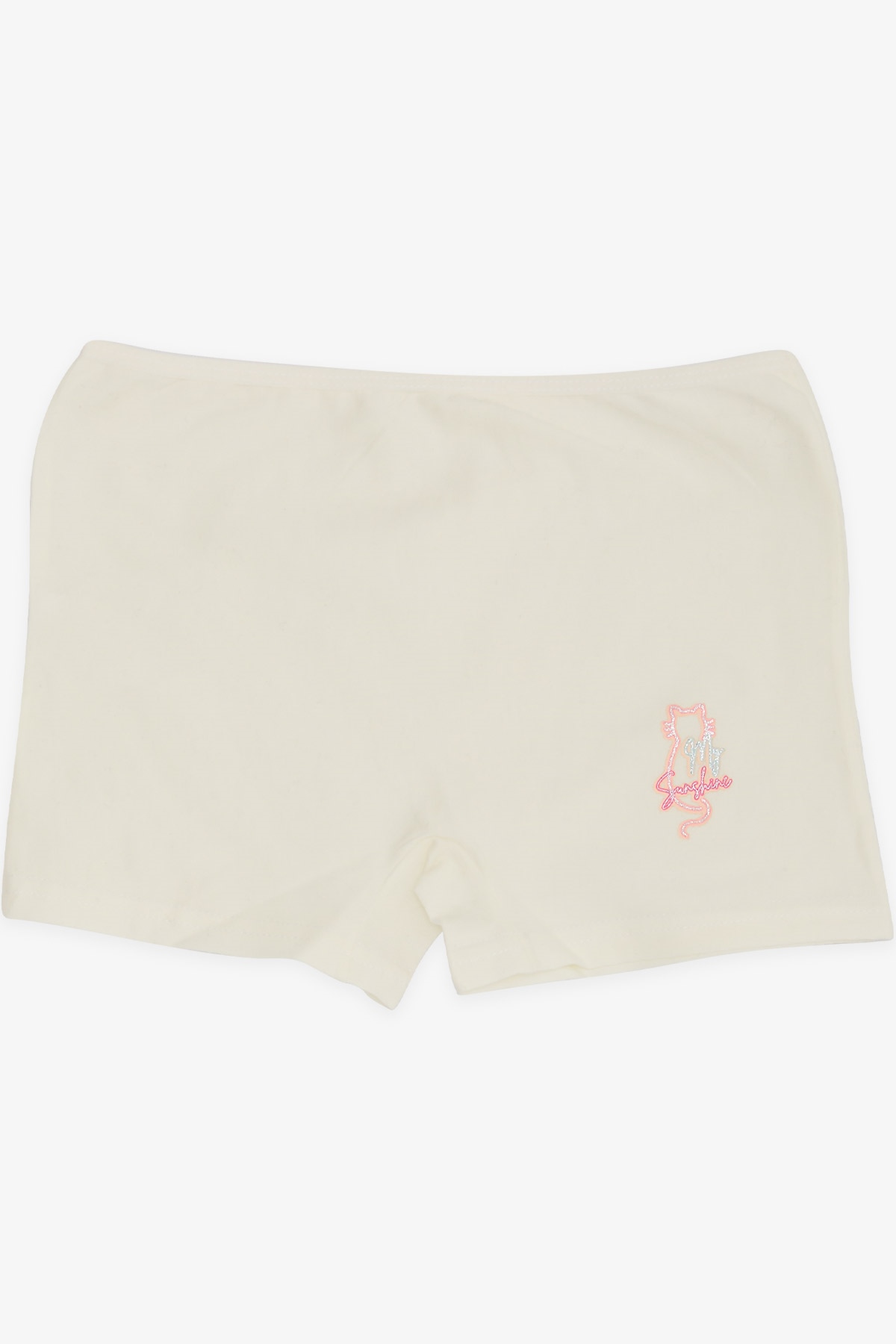 Breeze Kız Çocuk Boxer Simli Yazı Baskılı Ekru (5-11 Yaş)