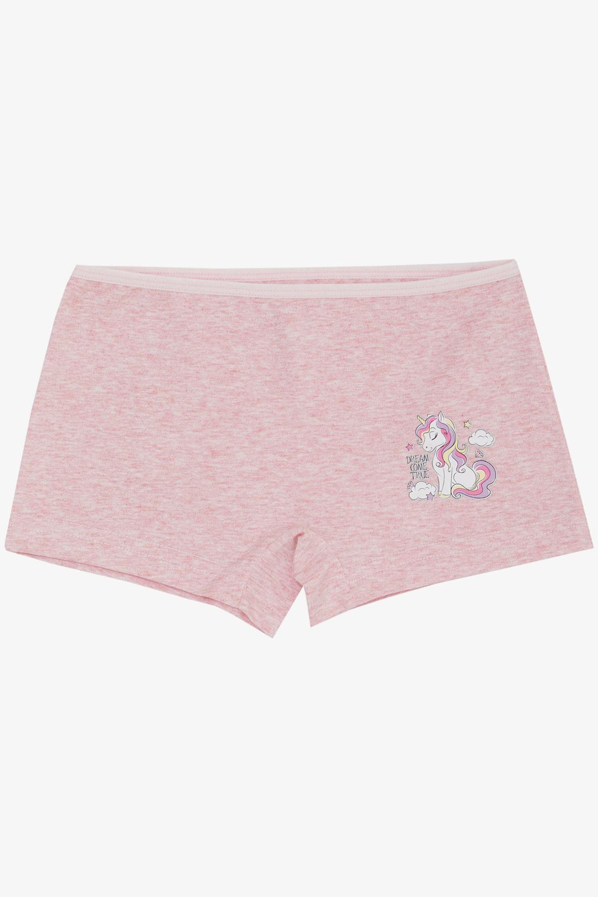Breeze Kız Çocuk Boxer Unicorn Baskılı Pembe Melanj (5 Yaş)