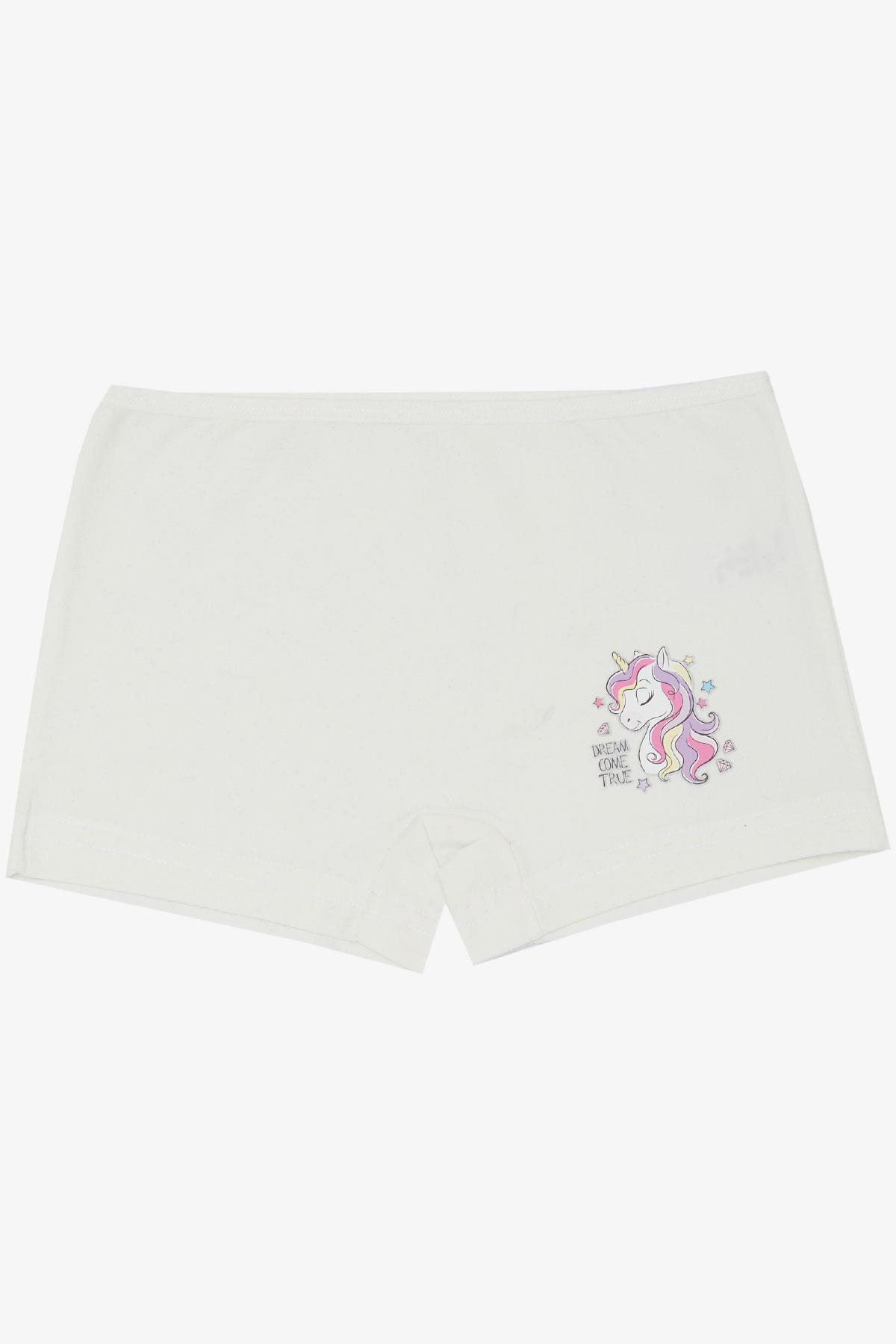 Breeze Kız Çocuk Boxer Unicorn Baskılı Ekru (5-11 Yaş)