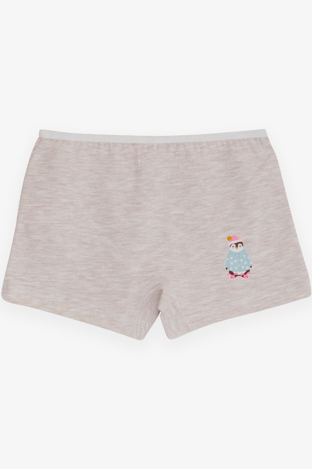 Breeze Kız Çocuk Boxer Uykucu Penguen Baskılı Bej Melanj (5-11 Yaş)